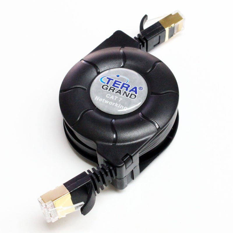 Tera Grand - Premium Cat-7 10 Gigabit Ethernet Retractable Cable for Modem Router LAN Network PlayStation Xbox, 1.5Meter (4.9 Ft.) in Retail Package - Image 1
